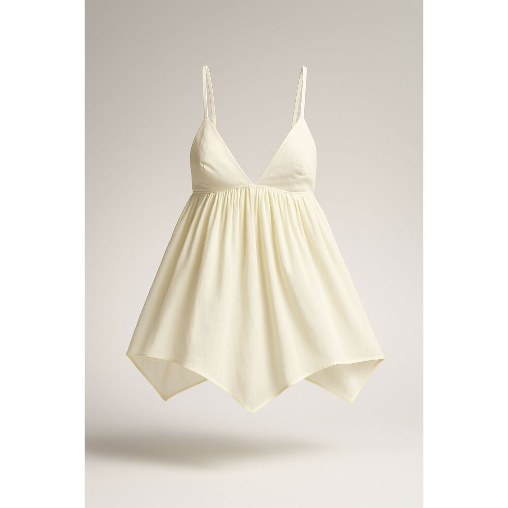 We Wore What Flowy Triangle Cami Womens XS Ivory Poplin/Voile Casual Summer Top